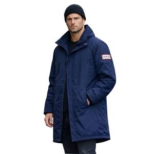 Hunter Castle Cloak Water Repellent Jacket XXL Longline Coat Navy Zip Utility